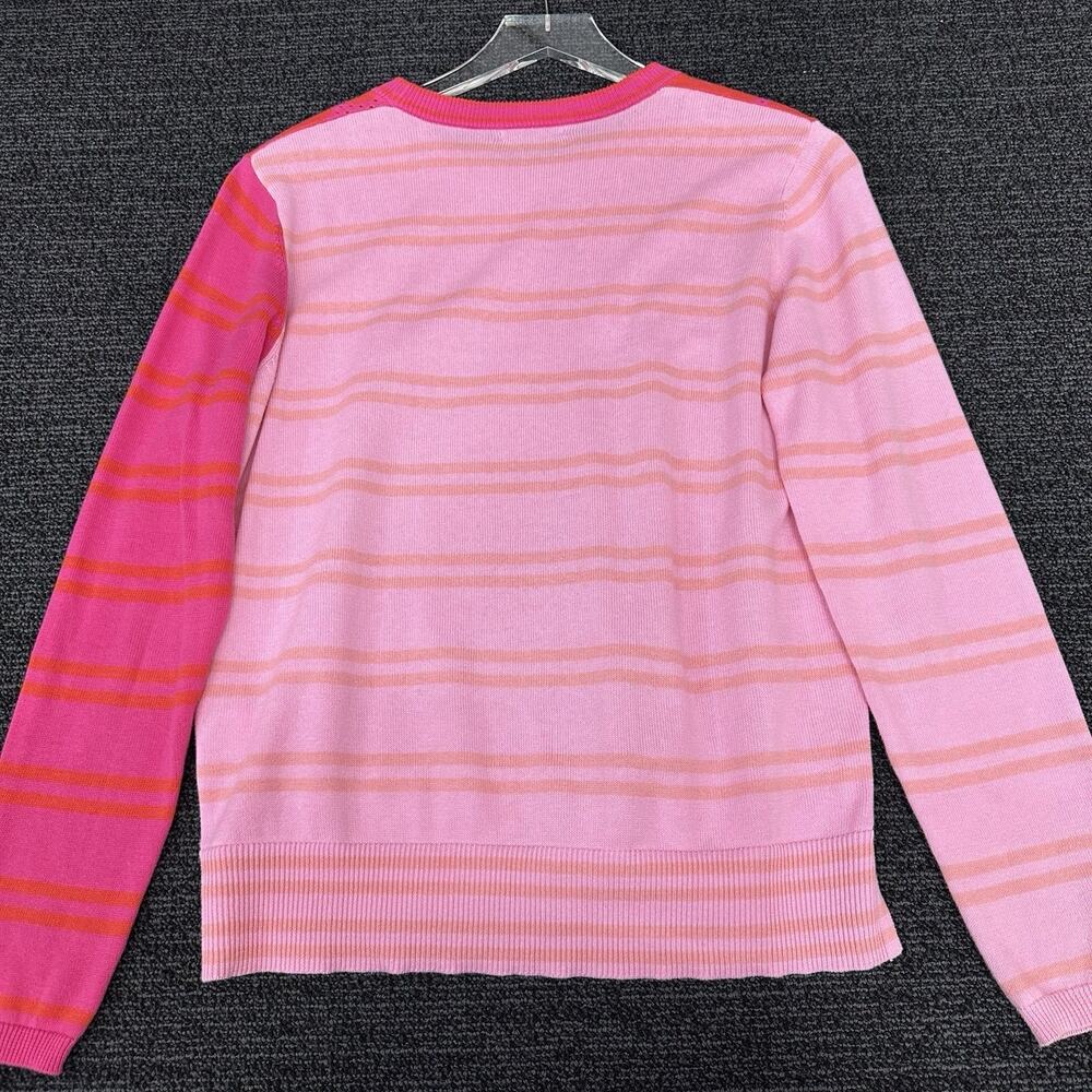 Zaket & Plover Vibrant Hot Pink Floral & Stripe Design 100% Cotton Size Medium M - Picture 4 of 6